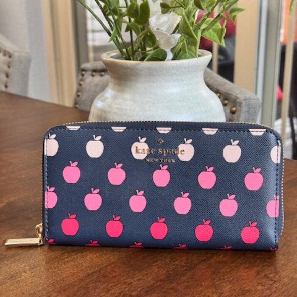 Kate Spade Staci Large Continental Wallet Orchard Degrade Apple Print